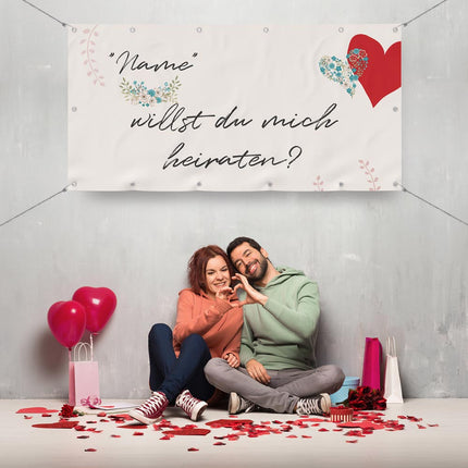 Banner Heiratsantrag Vintage - personalisieren mit Namen