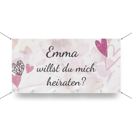 Banner Heiratsantrag Blüten - personalisieren mit Namen