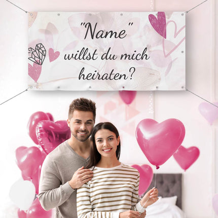 Banner Heiratsantrag Blüten - personalisieren mit Namen