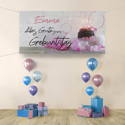 Geburtstagsbanner Sweet Pink - personalisieren mit Namen