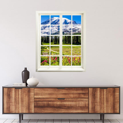 Wandtattoo - Fensterblick<br/>"Berge und Wildblumen"