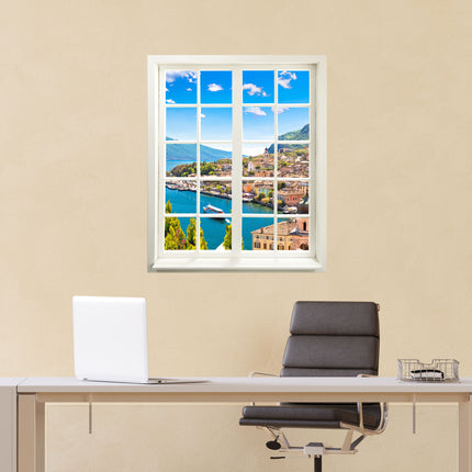 Wandtattoo - Fensterblick Dorf am See