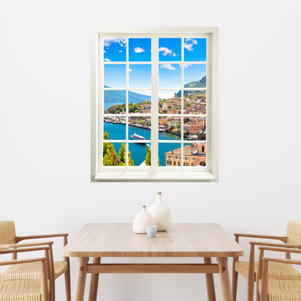 Wandtattoo - Fensterblick Dorf am See