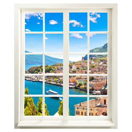 Wandtattoo - Fensterblick Dorf am See