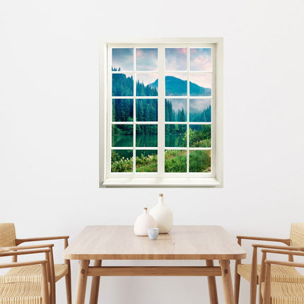 Wandtattoo - Fensterblick<br/>"Tannenwald und Fluss"