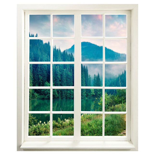 Wandtattoo - Fensterblick<br/>"Tannenwald und Fluss"