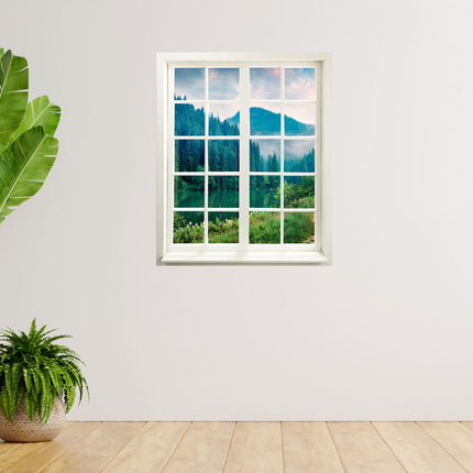 Wandtattoo - Fensterblick<br/>"Tannenwald und Fluss"