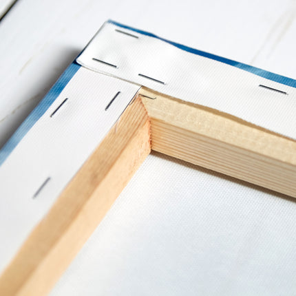 Leinwandbild_Strand_mit_Leuchtturm_Rückseite_Detail_Rahmen