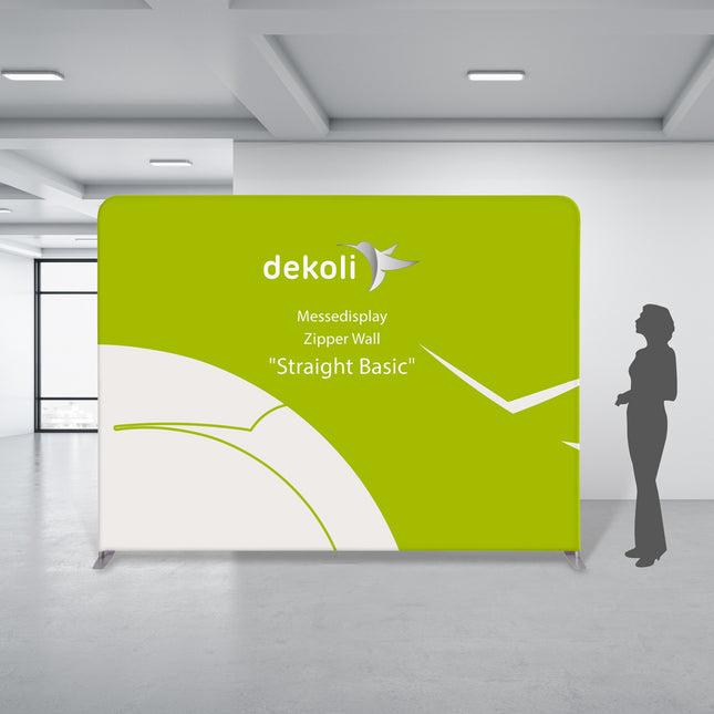 Zipper Wall Straight Basic mit Druck – textile Messewand & Präsentationswand