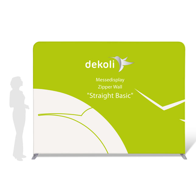 Zipper Wall Straight Basic mit Druck – textile Messewand & Präsentationswand