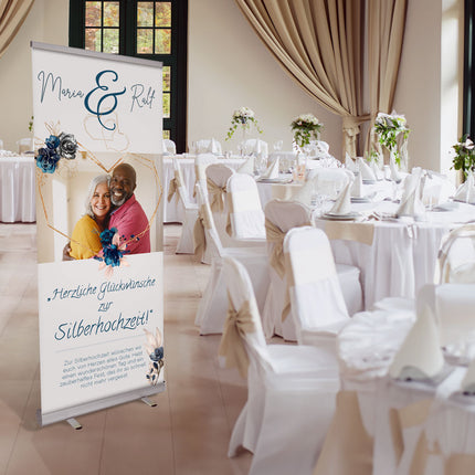 RollUp Aufsteller personalisieren - Beispiel Hochzeitstag