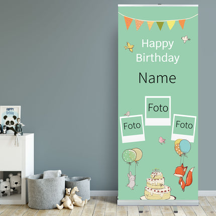 RollUp Banner mit Namen & Fotos – personalisiert in Grün