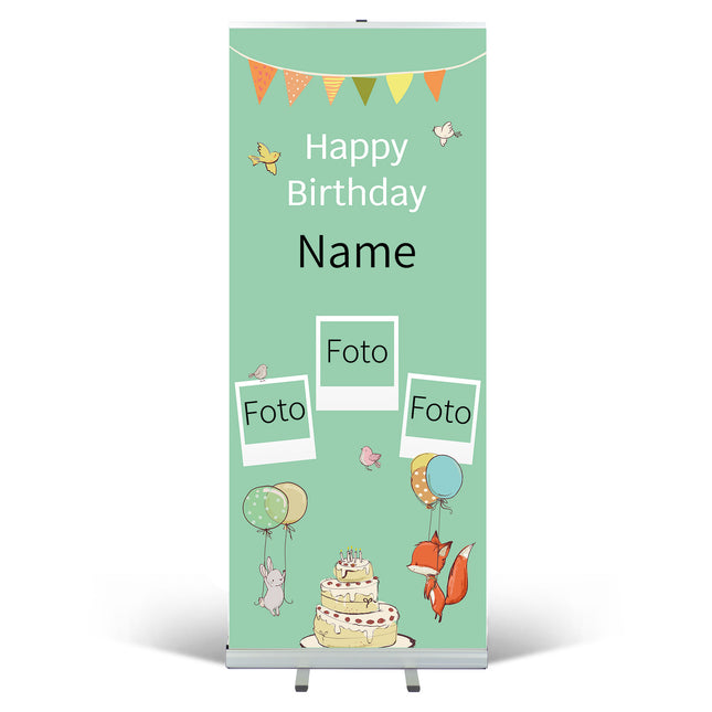 RollUp Banner mit Namen & Fotos – personalisiert in Grün