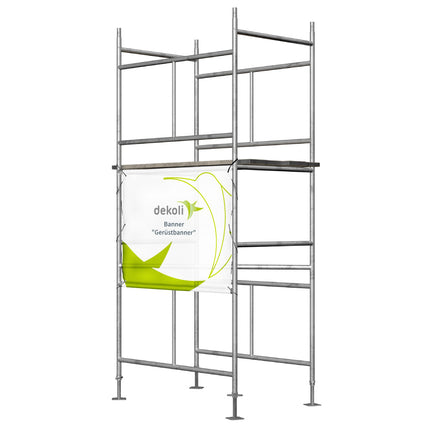 Werbeträger im Fokus: Ihre Werbung auf einem Gerüstbanner aus Mesh Material. Kann perfekt an Baugerüsten montiert werden. Ideal für Werbung auf Augenhöhe mit XXL Bannern.