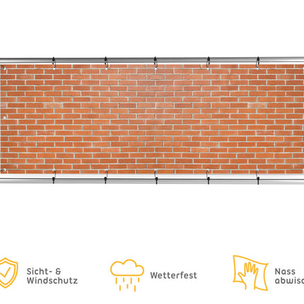 Sichtschutzbanner_Zaun_Balkon_verschiedene_Größen_Backstein_Mauer