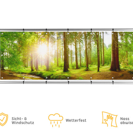 Sichtschutzbanner_Zaun_Balkon_verschiedene_Größen_Wald_Lichtung