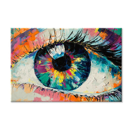 Wandbild Leinwand mit Holzrahmen Motiv buntes Auge 