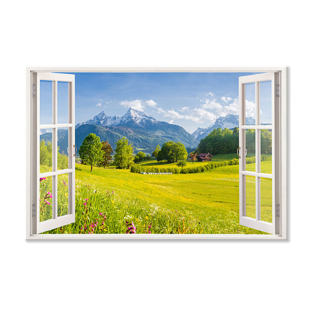 Leinwandbild Fensterblick "Alpen"