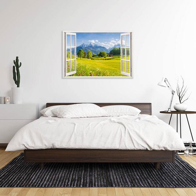 Leinwandbild Fensterblick "Alpen"
