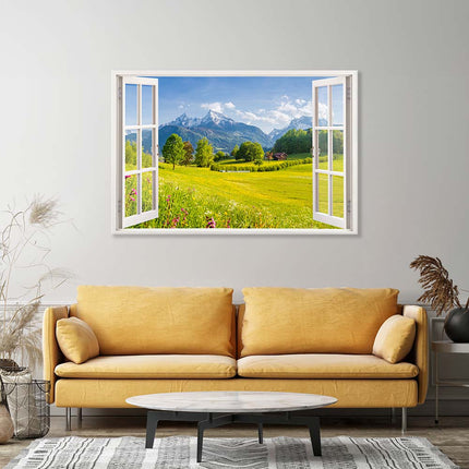 Leinwandbild Fensterblick "Alpen"