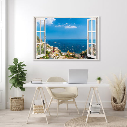 Leinwandbild Fensterblick "Amalfiküste"