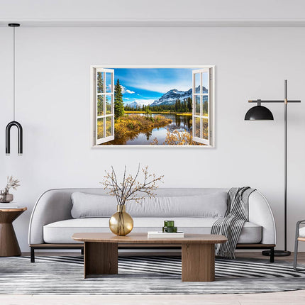 Leinwandbild Fensterblick "Berge"