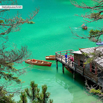 Leinwandbild Fensterblick "Bergsee Türkis"