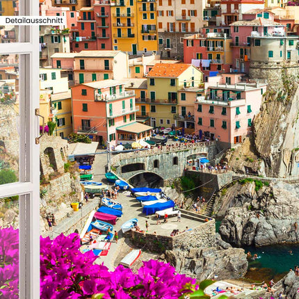Leinwandbild Fensterblick <br>"Cinque Terre"