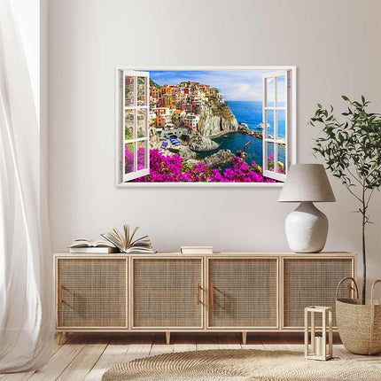 Leinwandbild Fensterblick <br>"Cinque Terre"