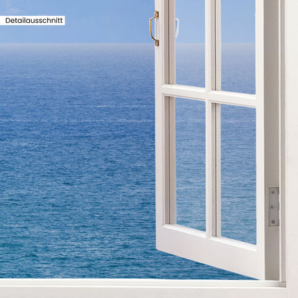 Leinwandbild Fensterblick "Meer und Wolken"