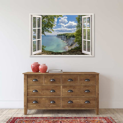 Leinwandbild Fensterblick "Meer und Bucht"