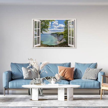 Leinwandbild Fensterblick "Meer und Bucht"