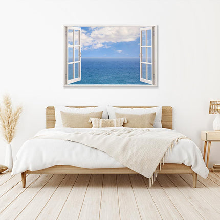 Leinwandbild Fensterblick "Meer und Wolken"