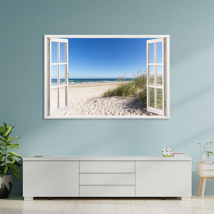 Leinwandbild Fensterblick "Ostsee Strand"