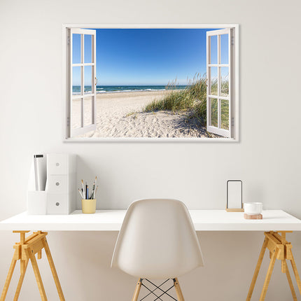 Leinwandbild Fensterblick "Ostsee Strand"