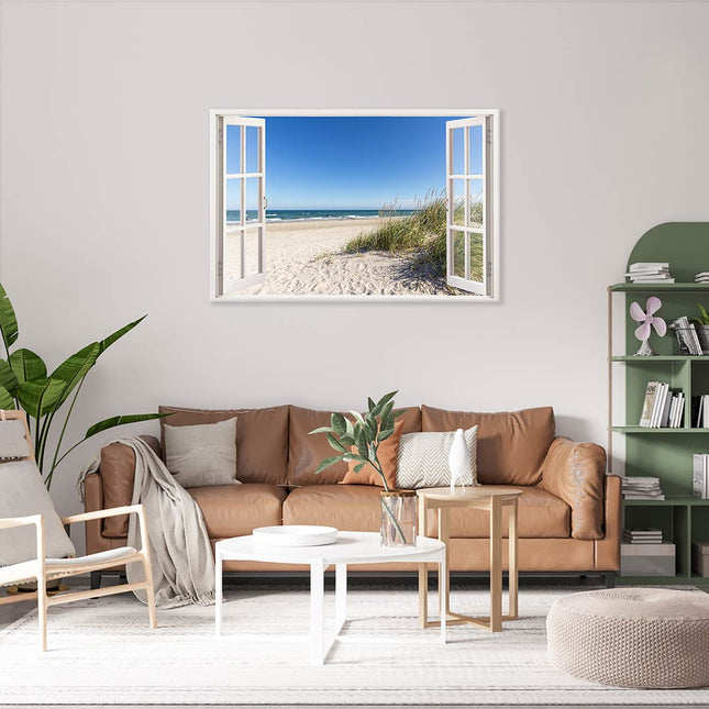 Leinwandbild Fensterblick "Ostsee Strand"