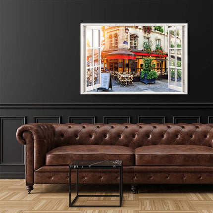 Leinwandbild Fensterblick "Café Paris"