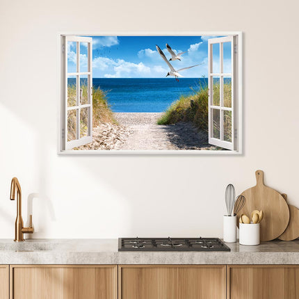 Leinwandbild_Strand_mit_Möwen_Deko_in_der_Küche