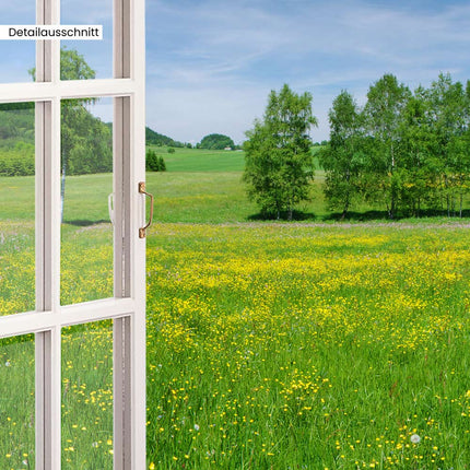 Leinwandbild Fensterblick "Wiese"
