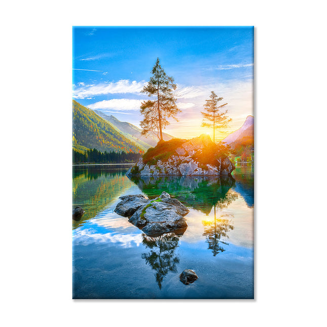Leinwand bedruckt mit tollem Naturbild von einem Sonnenuntergang am Hintersee