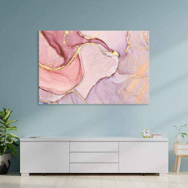 Verleihen Sie Ihrem Wohnzimmer eine zeitlose Eleganz als Kontrast über dem weißen Sideboard. Bestellen Sie bei Dekoli eine Leinwand in edler Marmoroptik. Die sanfte rosagoldene Nuance macht diese Dekoration zu einem eleganten Blickfang auch im Wartezimmer, in der Kanzlei oder im Schlafzimmer.