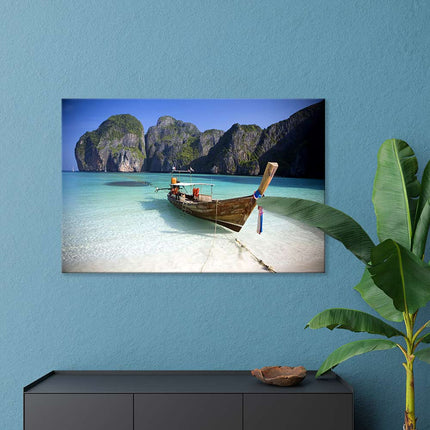 Leinwandbild "Strand mit Boot"