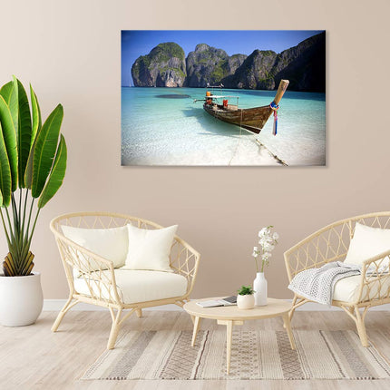 Leinwandbild "Strand mit Boot"