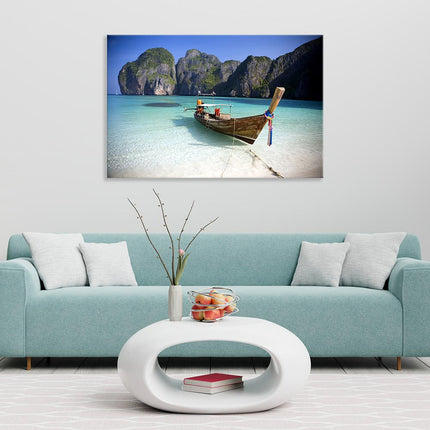 Leinwandbild "Strand mit Boot"