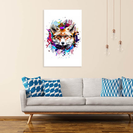 Die Leinwand Fuchs mit Brille wird mit hoher Druckqualität, umweltbewusst und PVC frei produziert. Im Hochformat eine tolle Dekorationsmöglichkeit für Flur und Wohnzimmer.