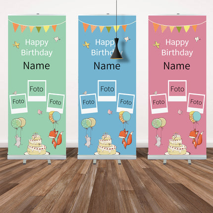 RollUp Banner mit Namen & Fotos – personalisiert in Grün